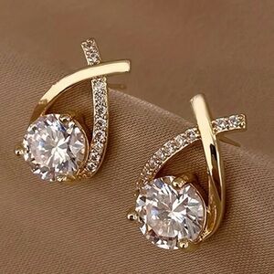 Elegant Gold and Silver Crystal Earrings